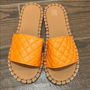 Vibrant Orange Quilted Slides